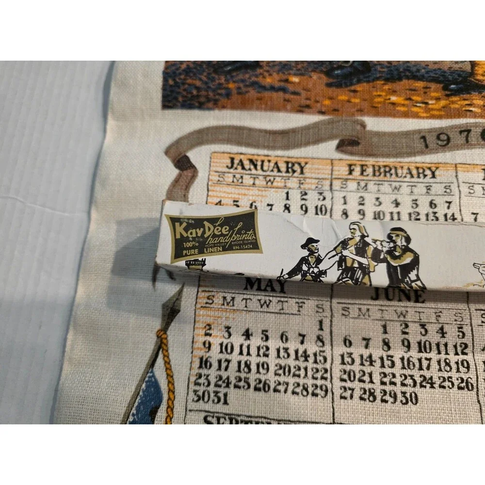 Kay Dee Spirit of 76 Linen Tea Towel Calendar 1976 with Box 17